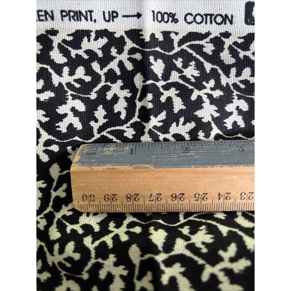 Vintage Waverly Fabric 2.5 Yds "Portia" Cream Black Abstract Leaf Design 56x92 - Picture 7 of 7